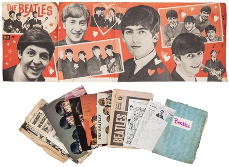 Collection of The Beatles Memorabilia Including Newspaper, Scrapbook & Fan Club Photos